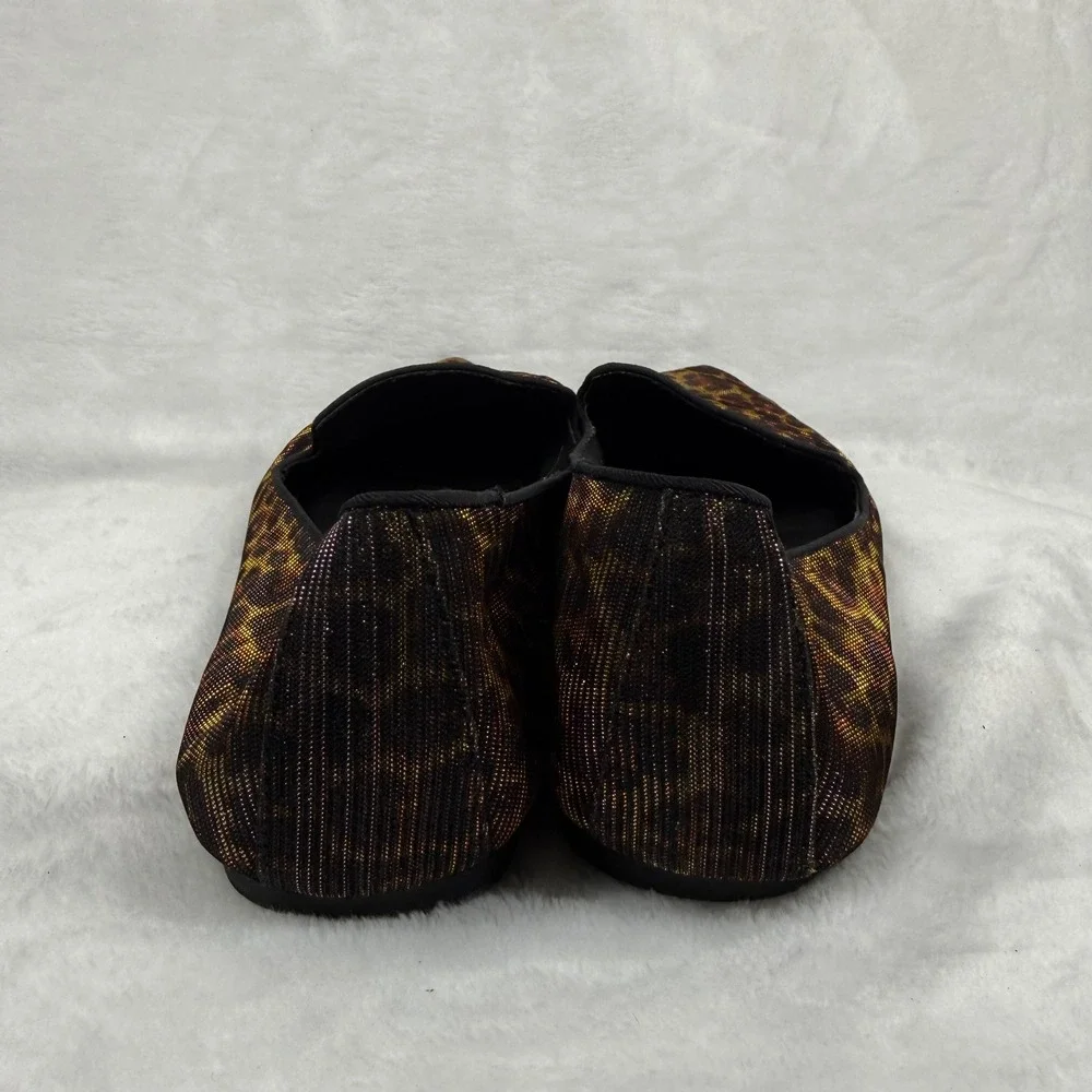 ALDO Leopard Print Metallic Pointed Toe Flats‎ Gold Bronze Size 9 Womens